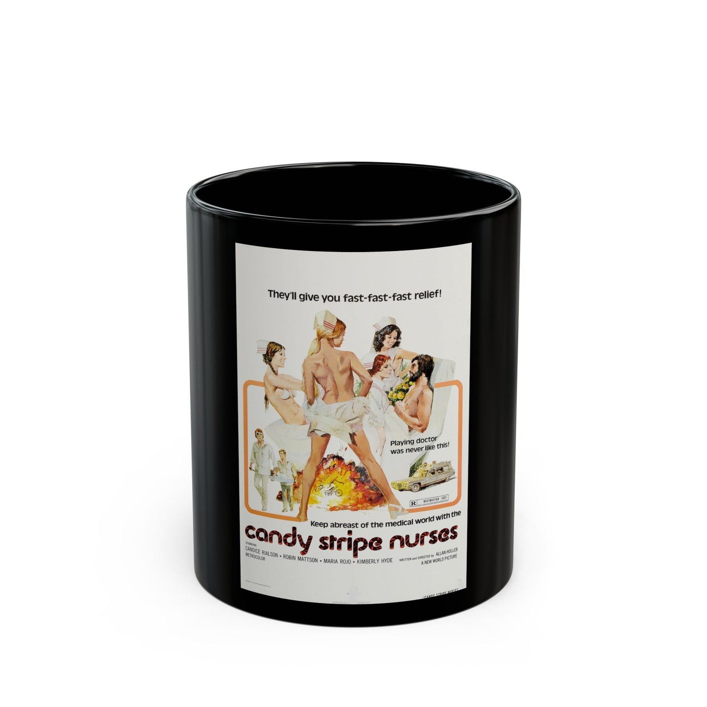 CANDY STRIPE NURSES 1974 Movie Poster - Black Coffee Mug-11oz-The Sticker Space