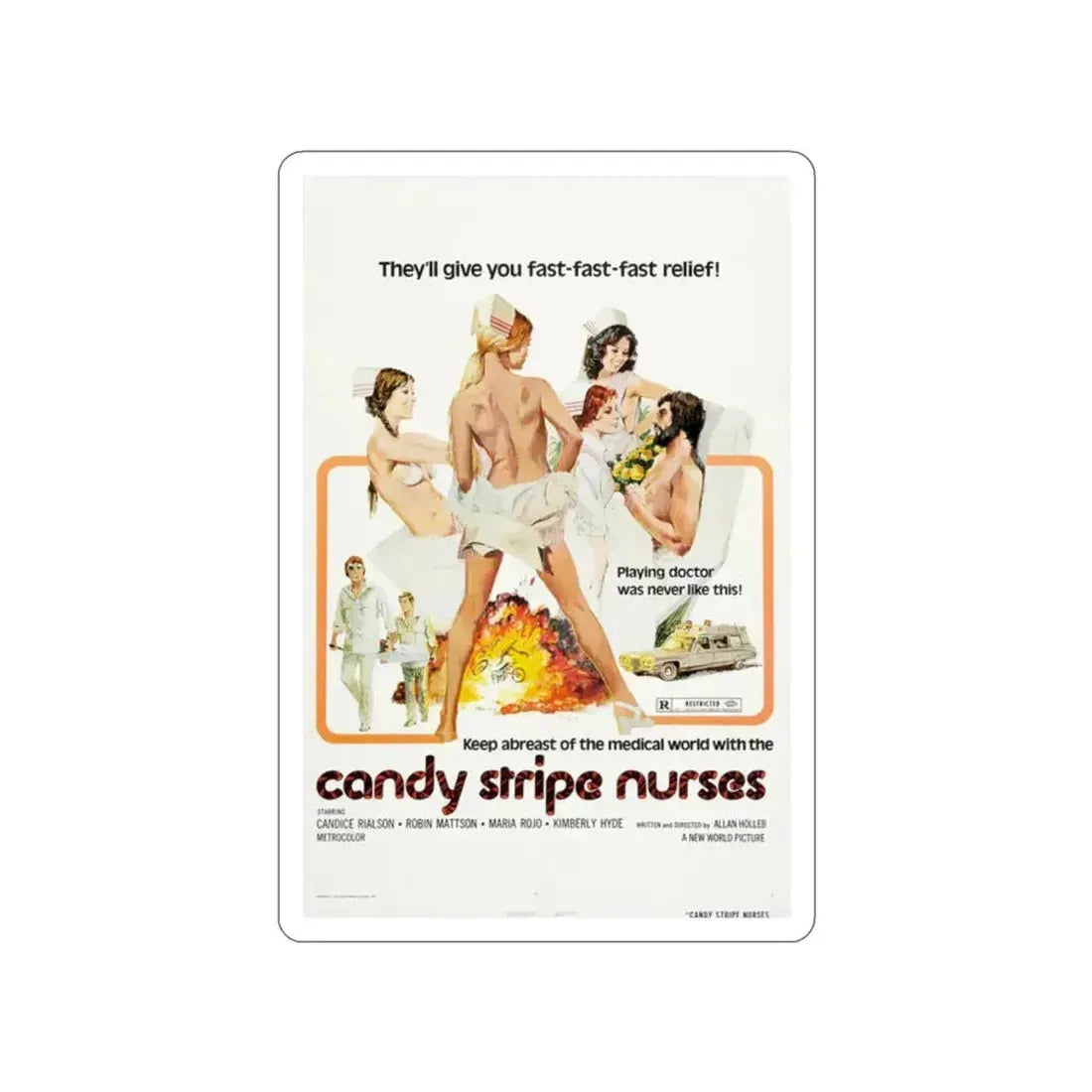 CANDY STRIPE NURSES 1974 Movie Poster STICKER Vinyl Die-Cut Decal 2 Inch - The Sticker Space