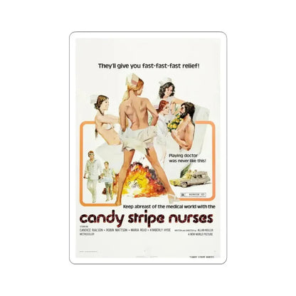 CANDY STRIPE NURSES 1974 Movie Poster - STICKER Vinyl Kiss-Cut Decal 3 Inch White - The Sticker Space