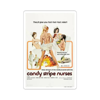 CANDY STRIPE NURSES 1974 Movie Poster - STICKER Vinyl Kiss-Cut Decal 4 Inch White - The Sticker Space
