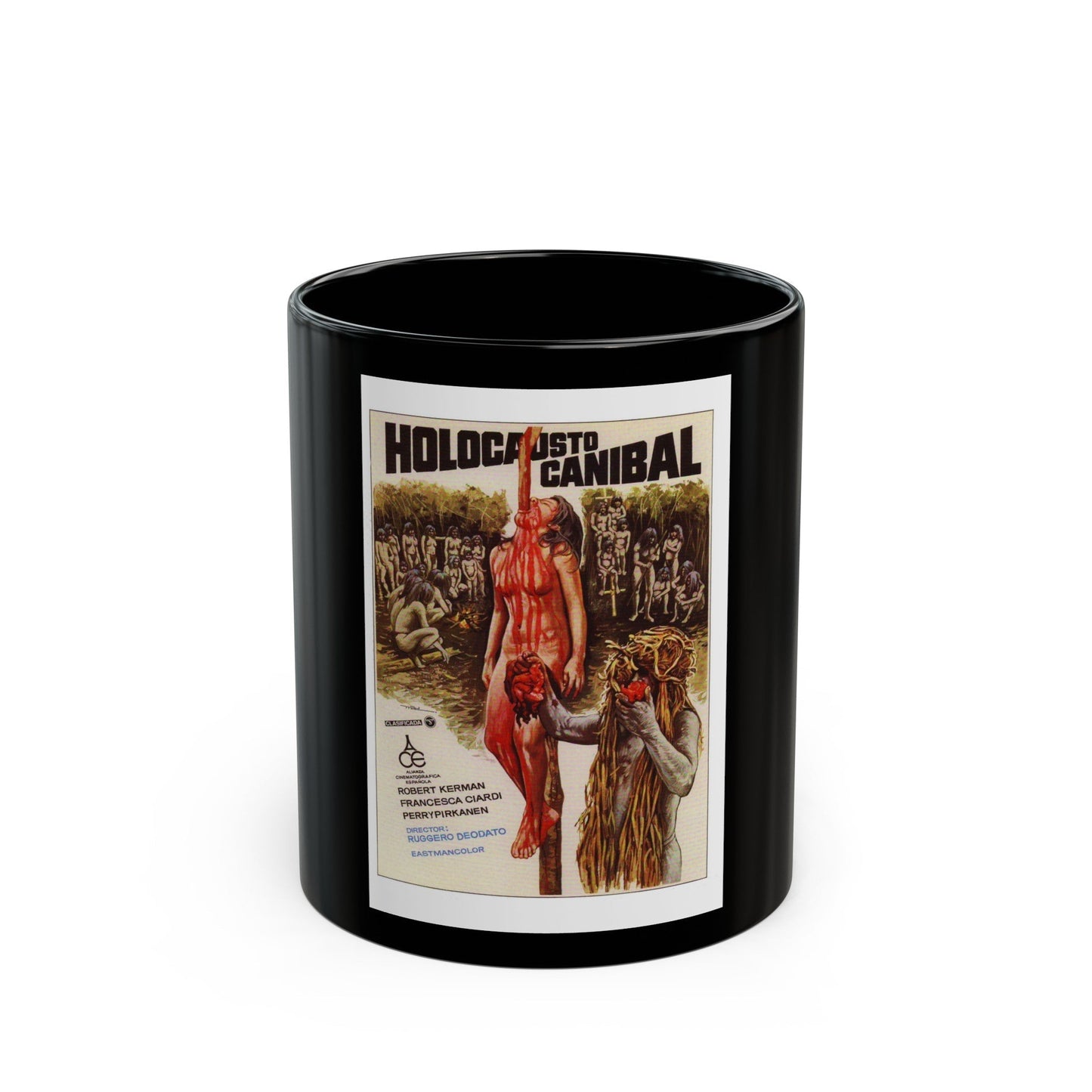 CANNIBAL HOLOCAUST 1980 Movie Poster - Black Coffee Mug-11oz-The Sticker Space