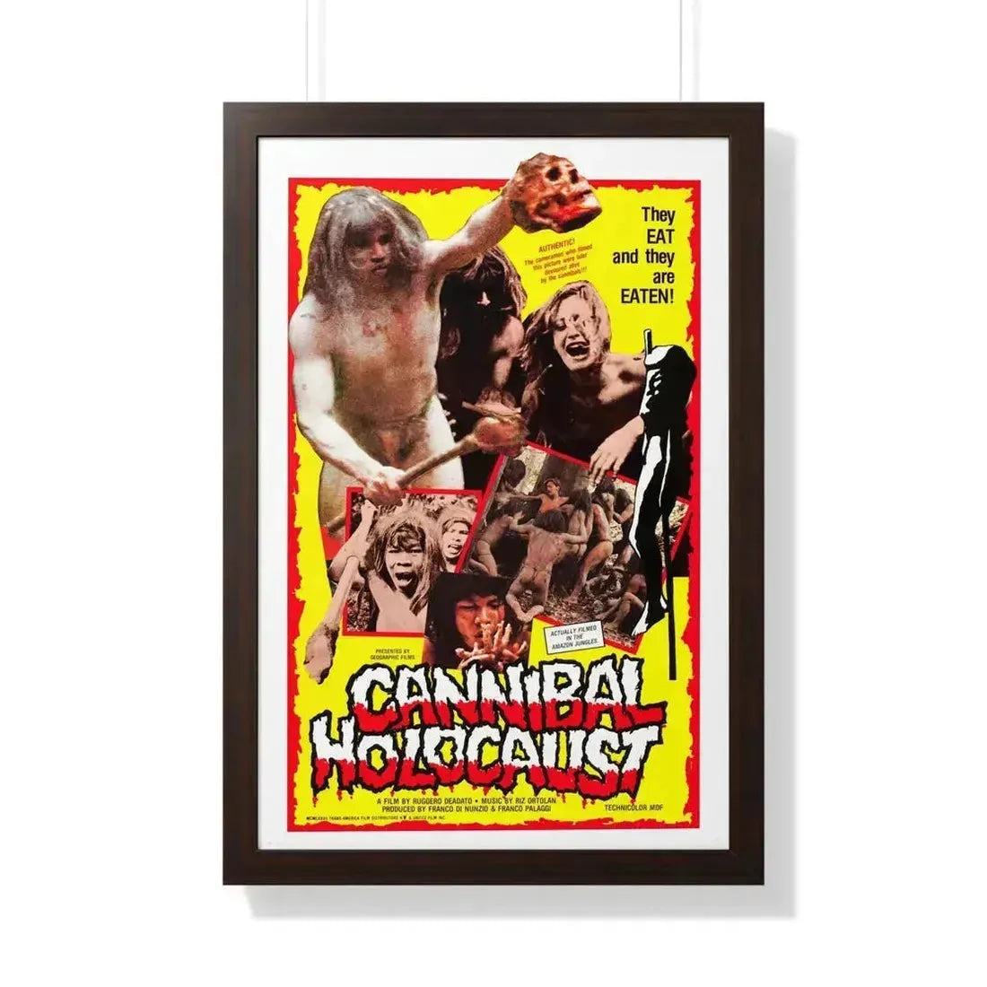 CANNIBAL HOLOCAUST (3) 1980 - Framed Movie Poster 20" x 30" Walnut - The Sticker Space