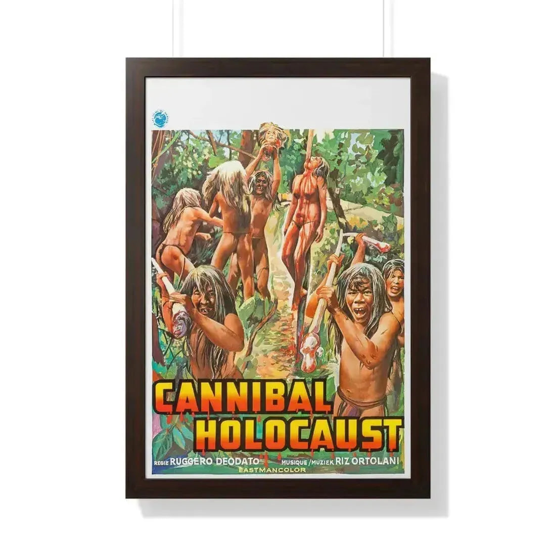 CANNIBAL HOLOCAUST (Belgian) 1980 - Framed Movie Poster 20" x 30" Walnut - The Sticker Space