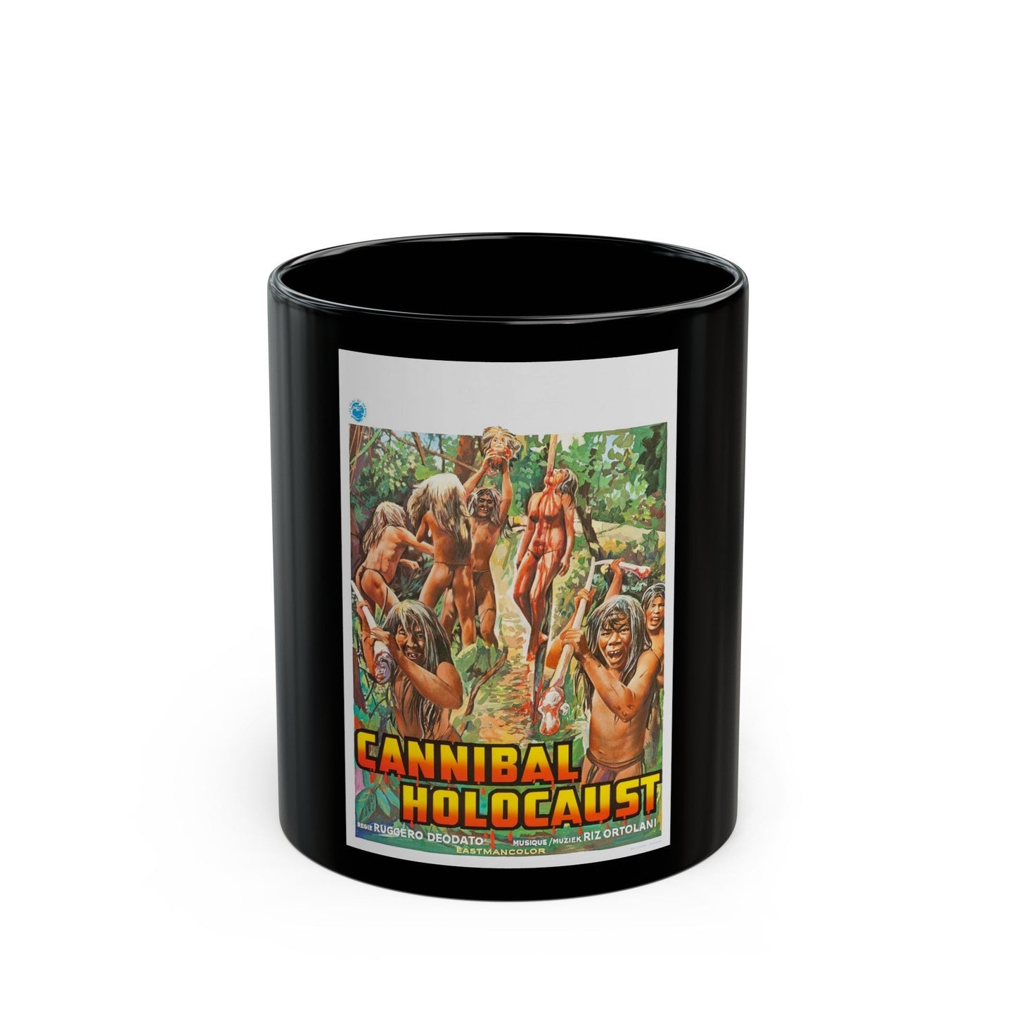 CANNIBAL HOLOCAUST (Belgian) 1980 Movie Poster - Black Coffee Mug-11oz-The Sticker Space