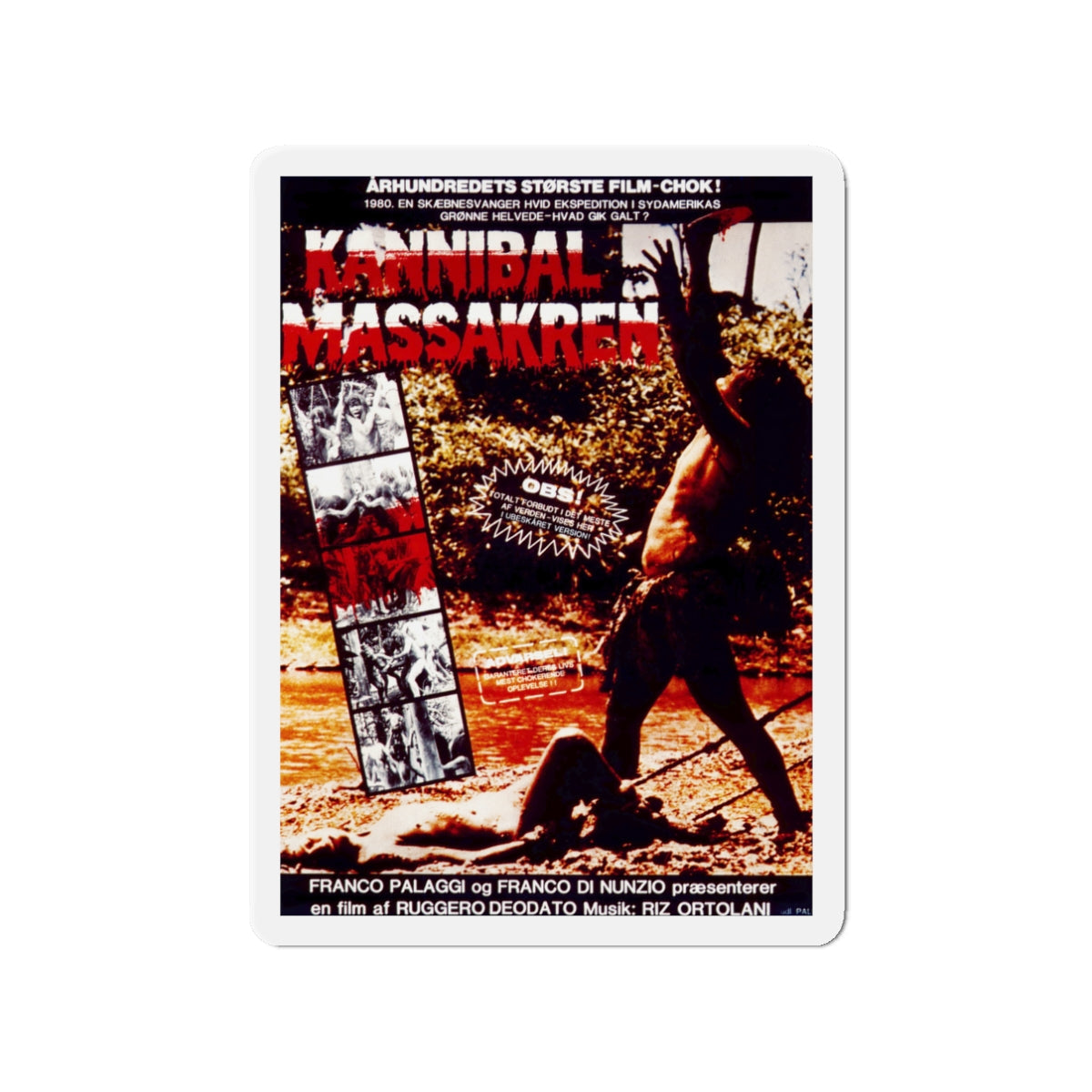 CANNIBAL HOLOCAUST (DANISH) 1980 Movie Poster - Die-Cut Magnet-3" x 3"-The Sticker Space