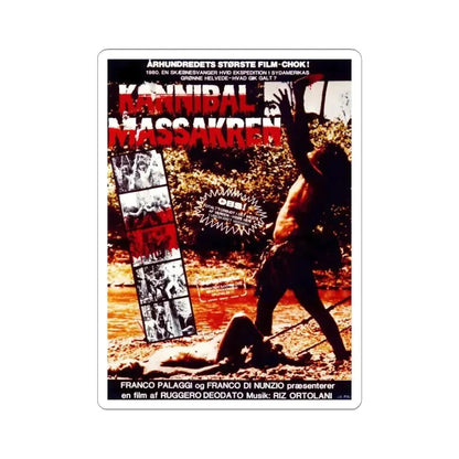 CANNIBAL HOLOCAUST (DANISH) 1980 Movie Poster - STICKER Vinyl Kiss-Cut Decal 4 Inch White - The Sticker Space