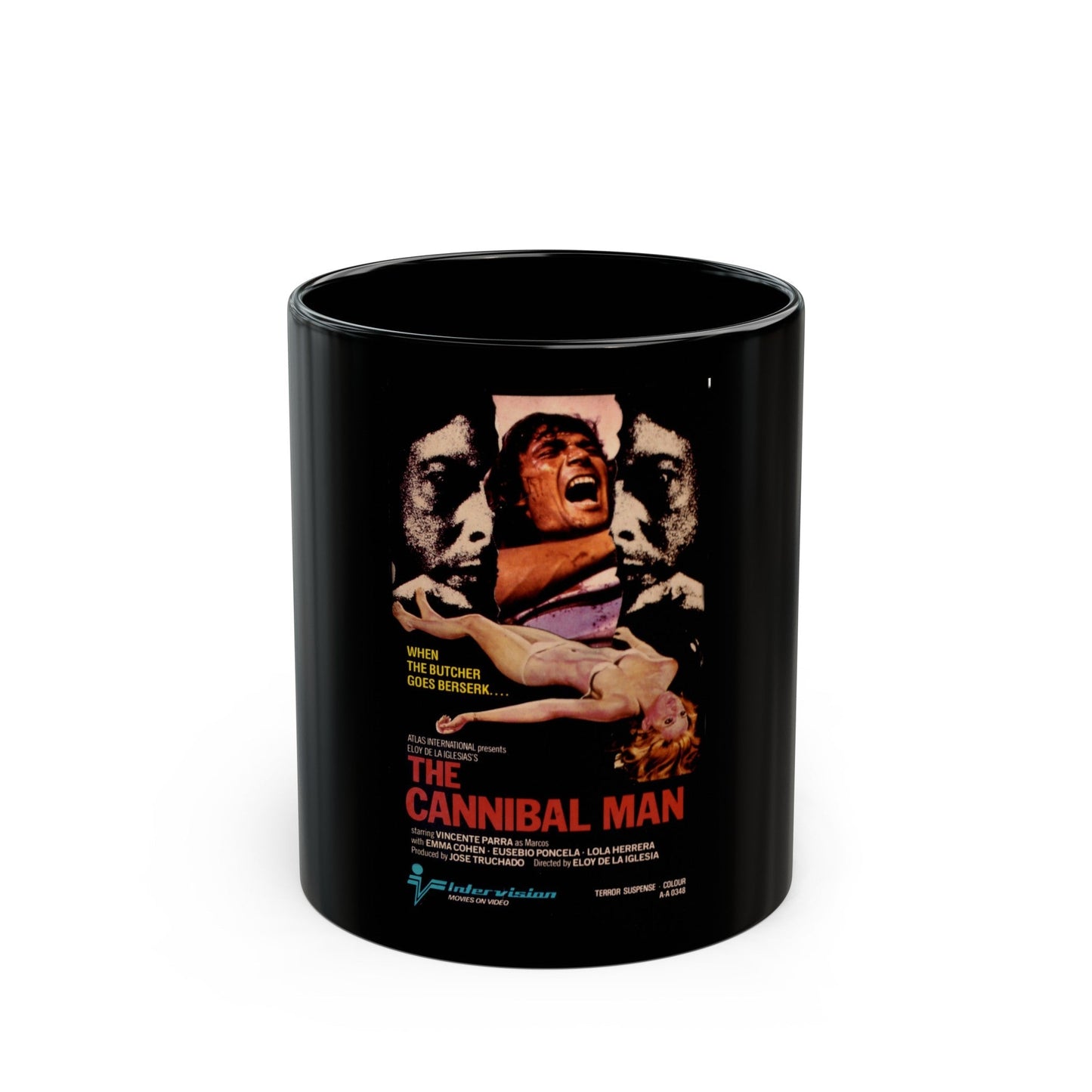 CANNIBAL MAN 1972 Movie Poster - Black Coffee Mug-11oz-The Sticker Space