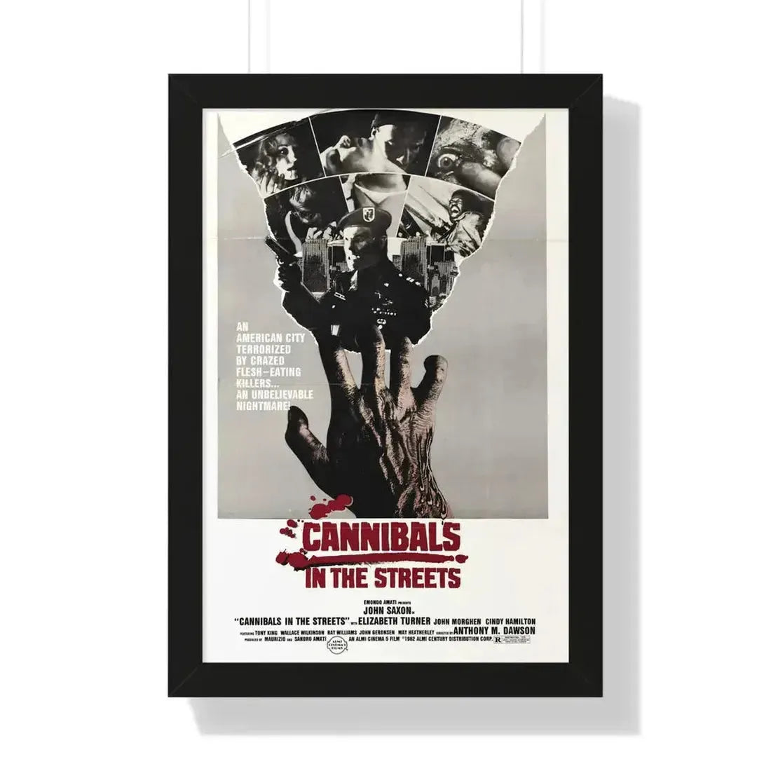 CANNIBALS IN THE STREETS 1980 - Framed Movie Poster 16″ x 24″ Black - The Sticker Space