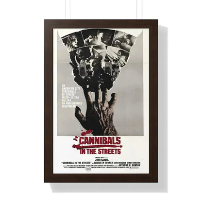 CANNIBALS IN THE STREETS 1980 - Framed Movie Poster 16″ x 24″ Walnut - The Sticker Space