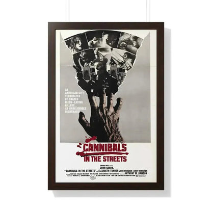 CANNIBALS IN THE STREETS 1980 - Framed Movie Poster 20" x 30" Walnut - The Sticker Space