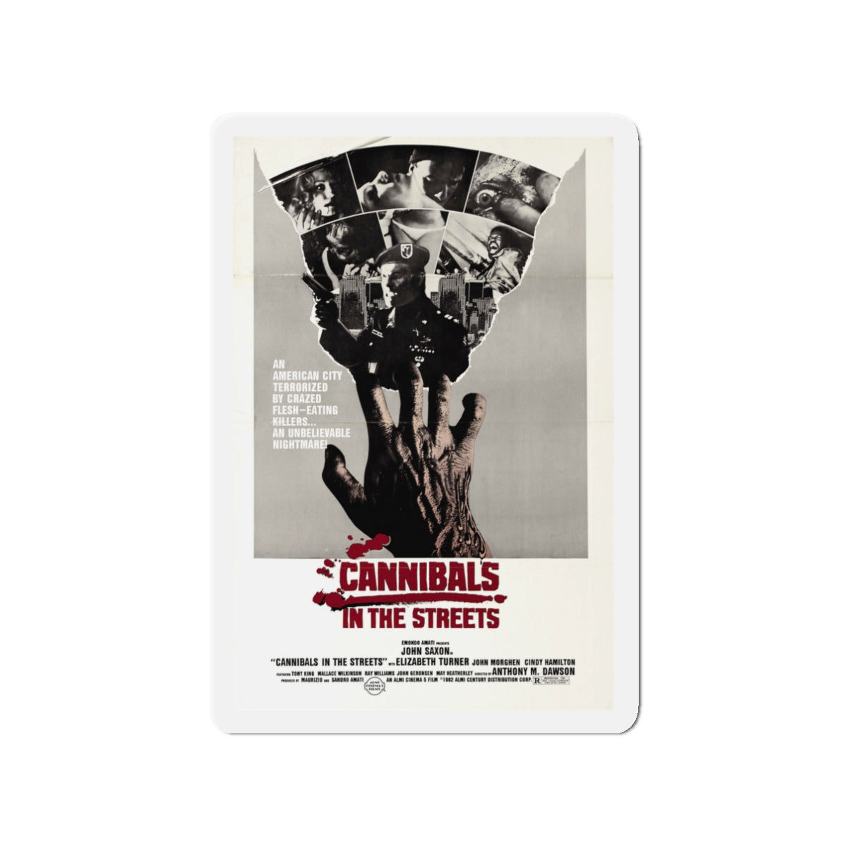 CANNIBALS IN THE STREETS 1980 Movie Poster - Die-Cut Magnet-3" x 3"-The Sticker Space