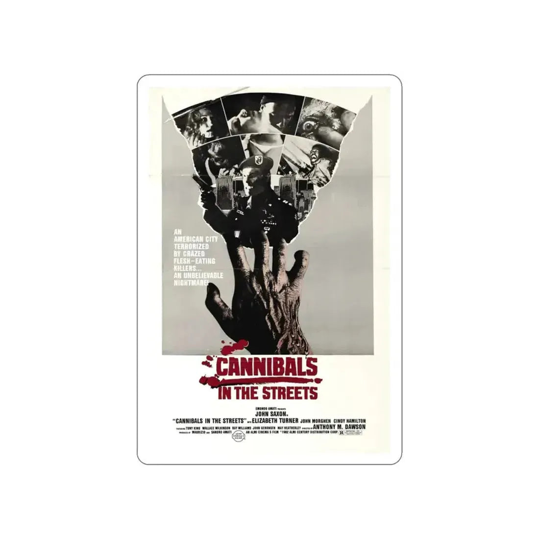 CANNIBALS IN THE STREETS 1980 Movie Poster STICKER Vinyl Die-Cut Decal - The Sticker Space