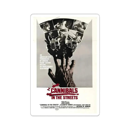 CANNIBALS IN THE STREETS 1980 Movie Poster - STICKER Vinyl Kiss-Cut Decal 4 Inch White - The Sticker Space