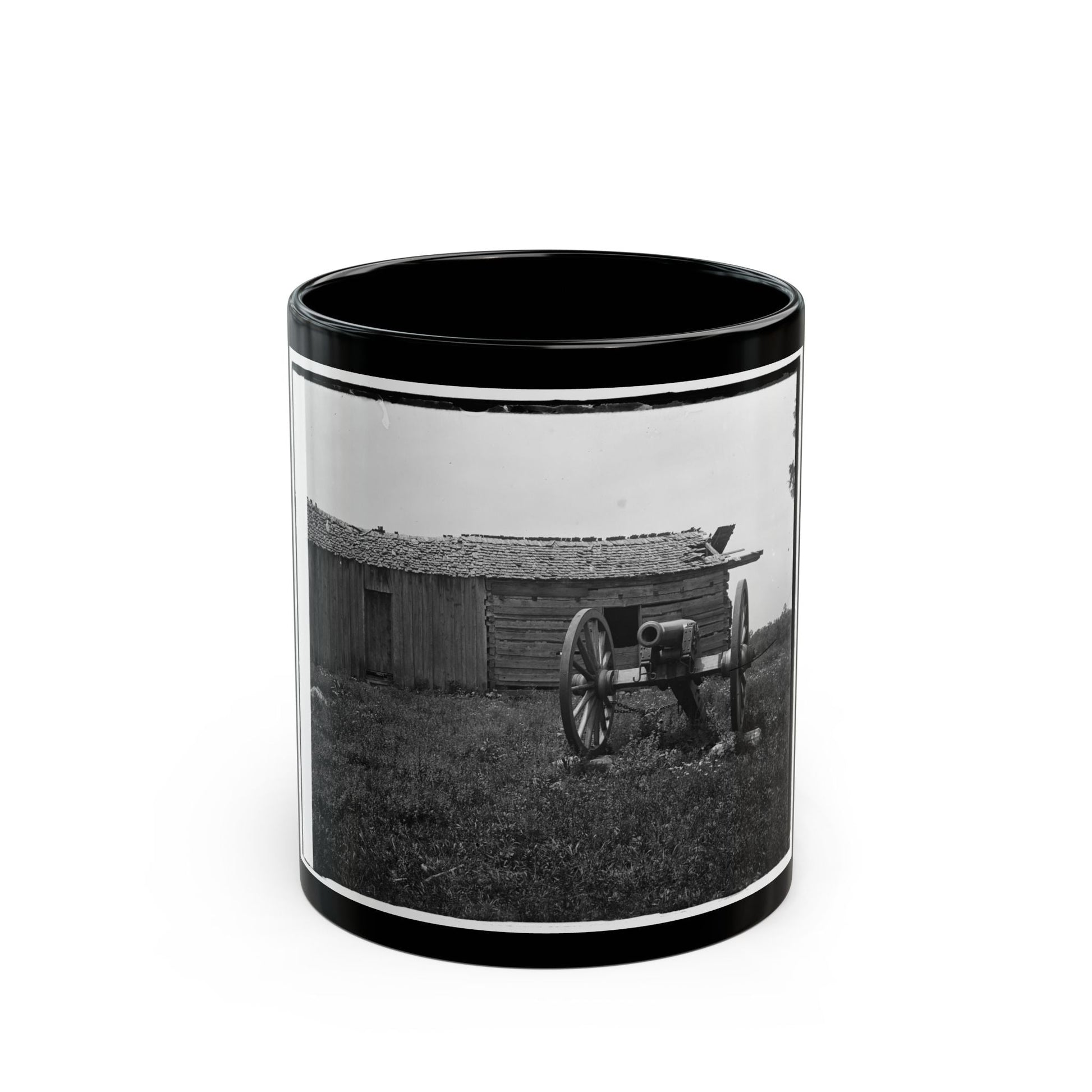 Cannon And Cabin At Chickamauga And Chattanooga National Military Park (U.S. Civil War) Black Coffee Mug-11oz-The Sticker Space