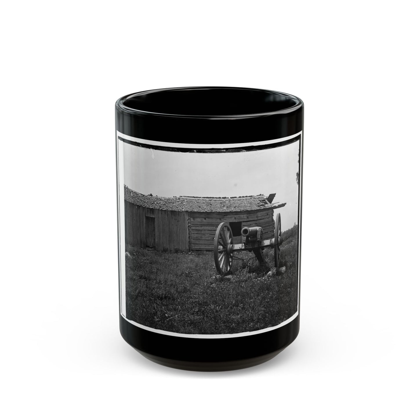 Cannon And Cabin At Chickamauga And Chattanooga National Military Park (U.S. Civil War) Black Coffee Mug-15oz-The Sticker Space