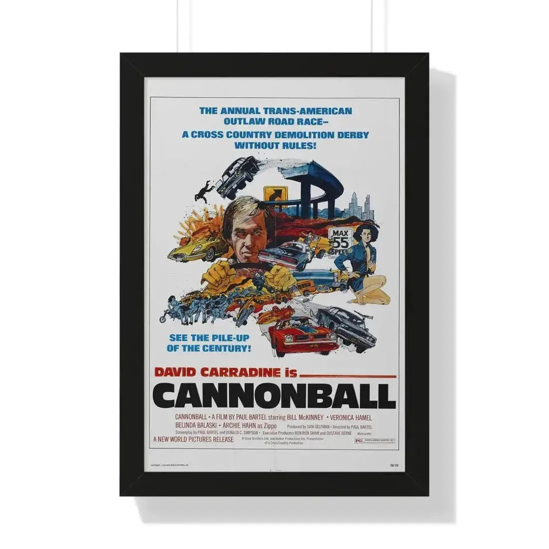 CANNONBALL 1976 - Framed Movie Poster 16″ x 24″ Black - The Sticker Space