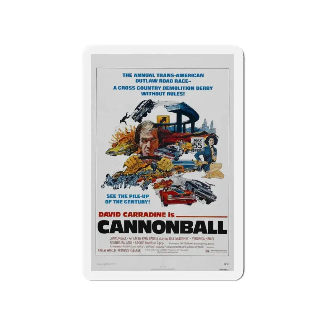 CANNONBALL 1976 Movie Poster - Refrigerator Magnet 4 Inch - The Sticker Space