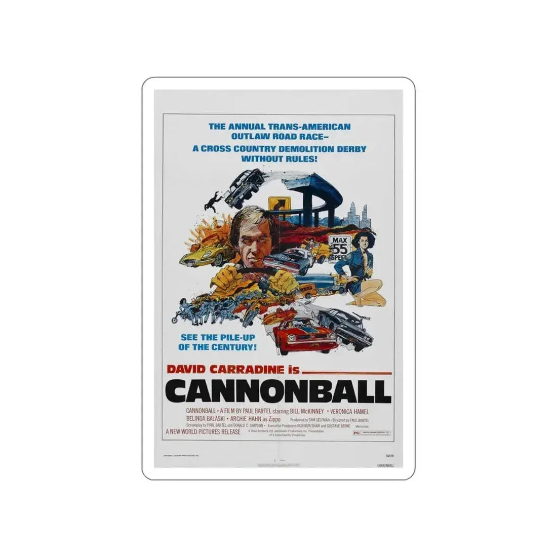CANNONBALL 1976 Movie Poster STICKER Vinyl Die-Cut Decal 4 Inch - The Sticker Space