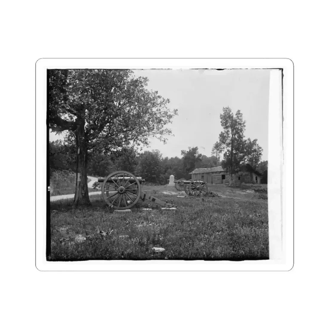Cannons, Monument, and Cabin at Chickamauga and Chattanooga National Military Park (U.S. Civil War) STICKER Vinyl Kiss-Cut Decal 2 Inch White - The Sticker Space