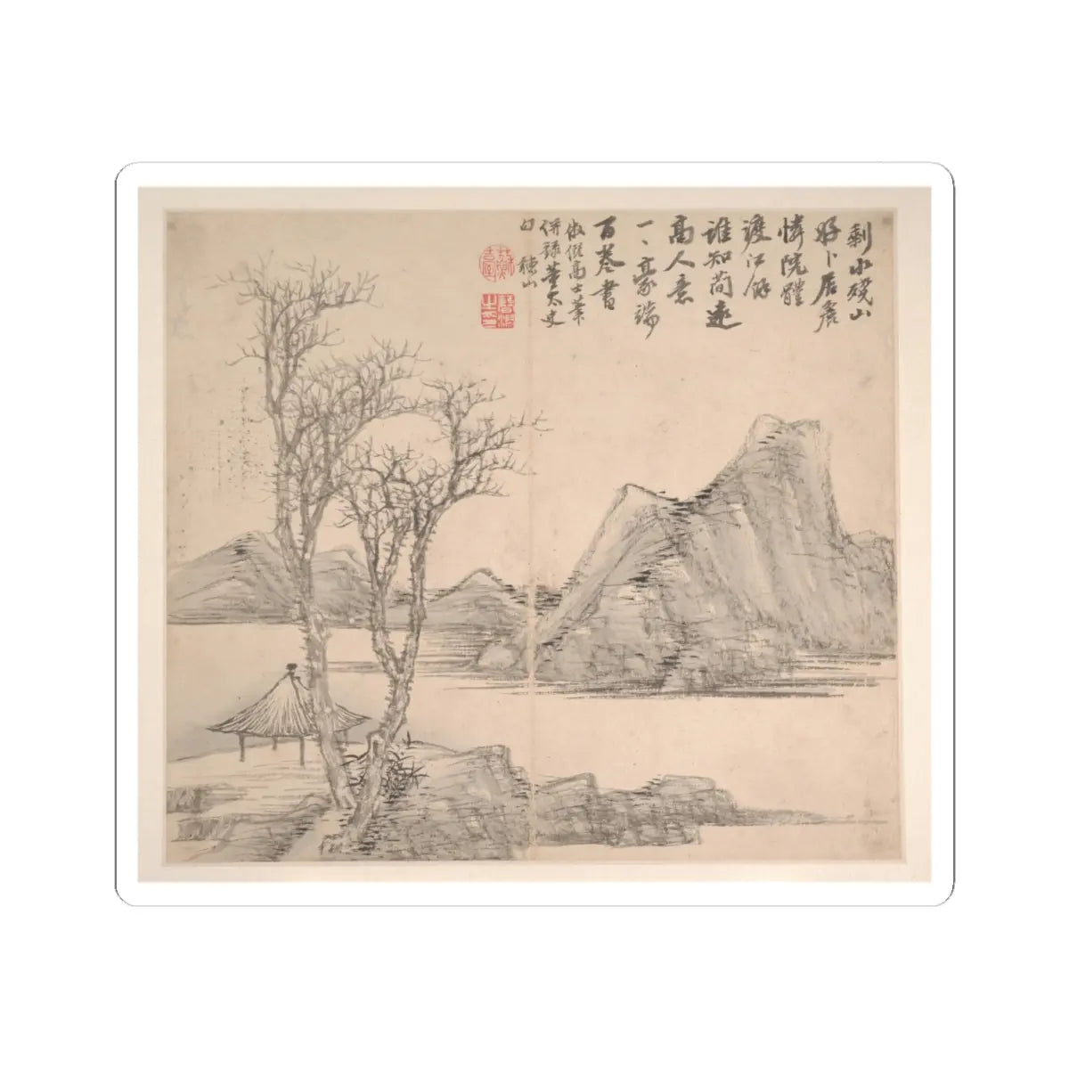Cao Jian - Landscapes in the Styles of Various Artists - dated 1716 v6 - STICKER Vinyl Kiss-Cut Decal