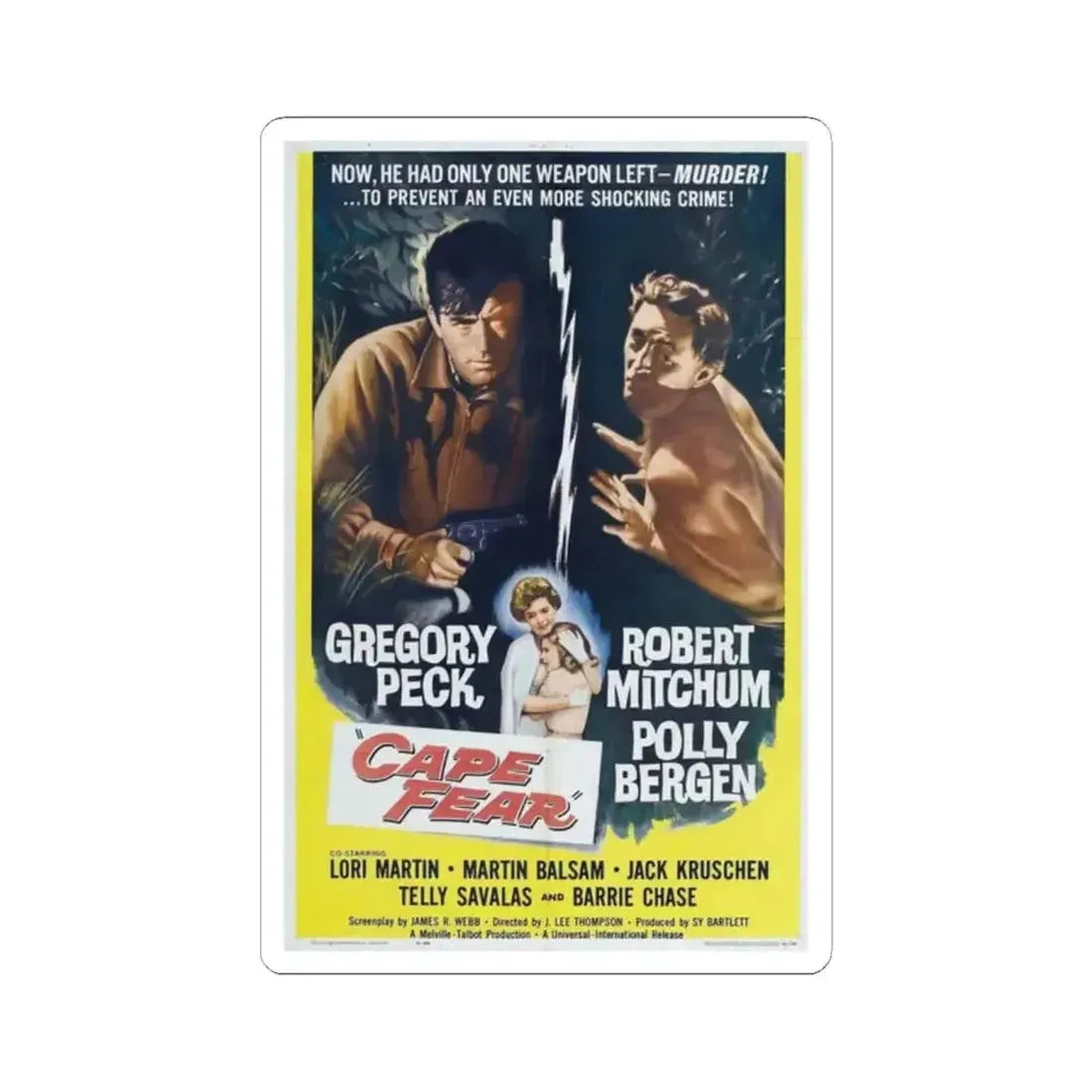 Cape Fear 1962 Movie Poster - STICKER Vinyl Kiss-Cut Decal 2 Inch White - The Sticker Space