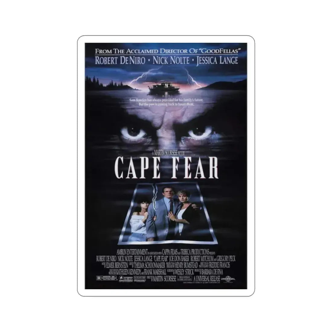 Cape Fear 1991 Movie Poster STICKER Vinyl Die-Cut Decal 2 Inch - The Sticker Space