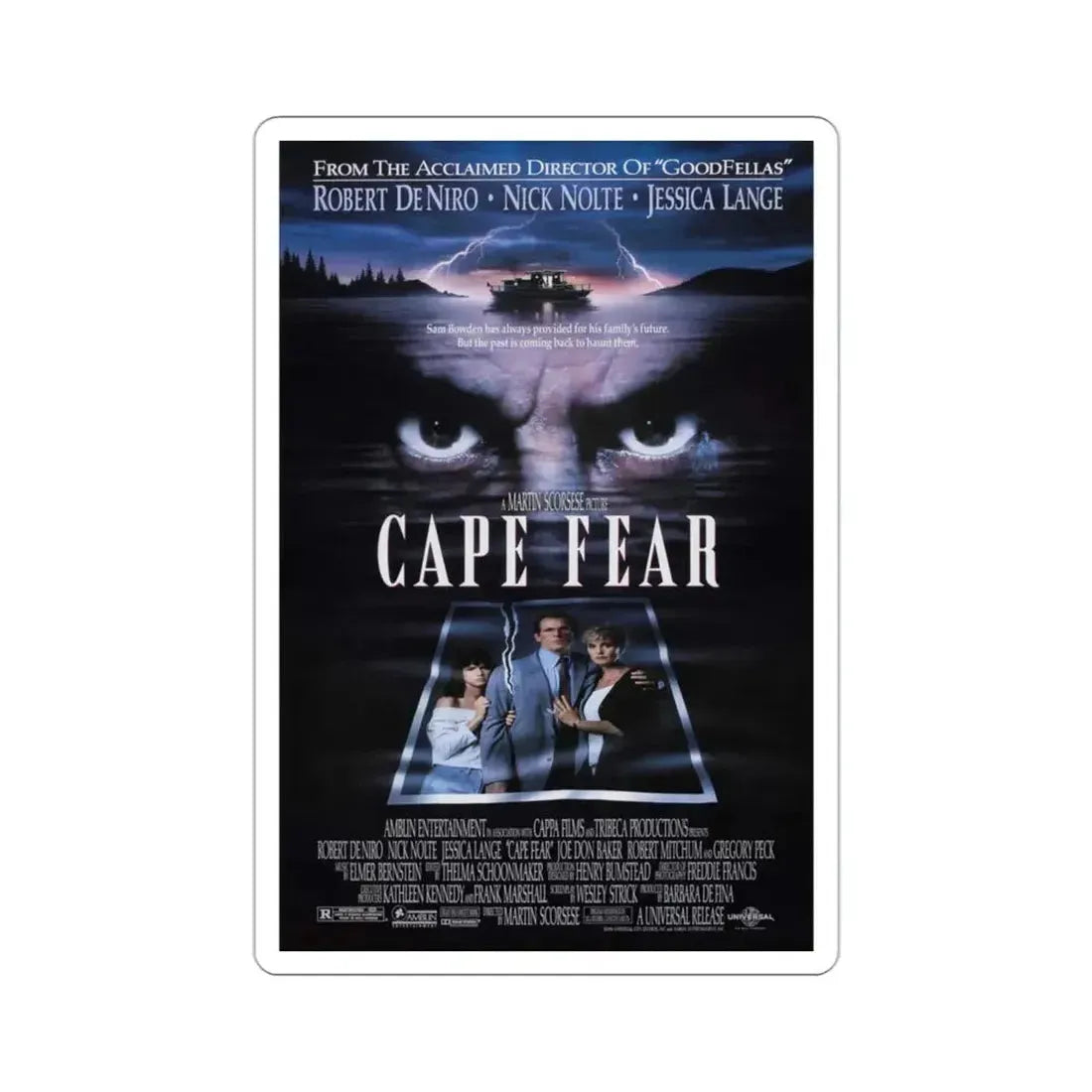 Cape Fear 1991 Movie Poster STICKER Vinyl Die-Cut Decal - The Sticker Space