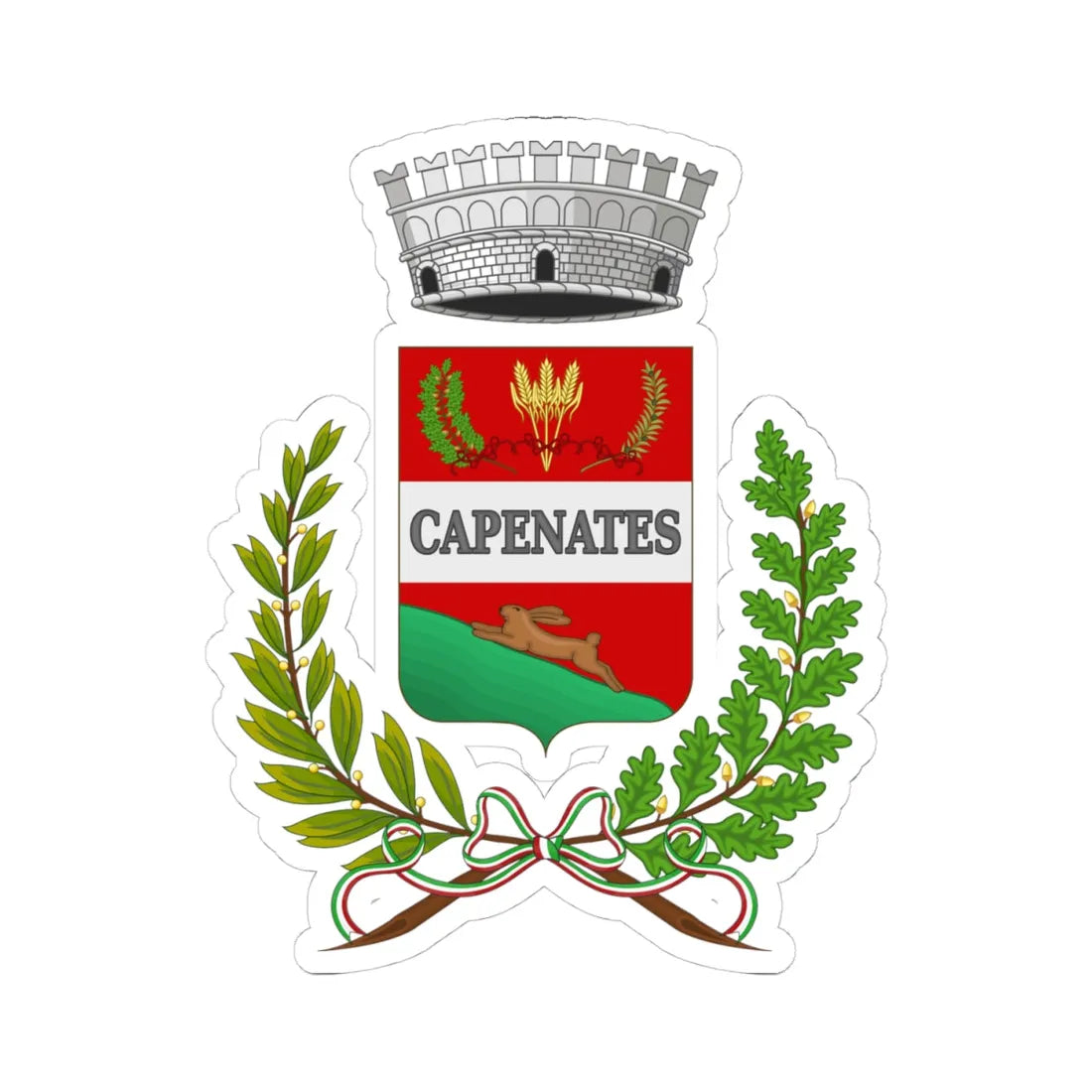 Capena-Stemma (Italy) (Coat of Arms) STICKER Vinyl Kiss-Cut Decal 4 Inch White - The Sticker Space
