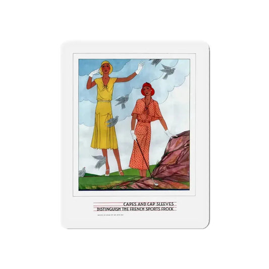 Capes And Cap Sleeves ..., McCall's magazine, April 1930 (Magazine Illustration) Refrigerator Magnet 6 Inch - The Sticker Space