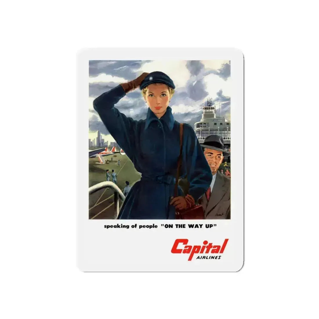 Capital Airlines advertisement (Magazine Illustration) Refrigerator Magnet 3 Inch Die-Cut - The Sticker Space