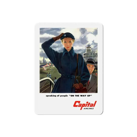 Capital Airlines advertisement (Magazine Illustration) Refrigerator Magnet 6 Inch Die-Cut - The Sticker Space