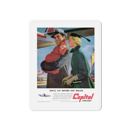 Capital Airlines - She'll Fly Before She Walks (Magazine Illustration) Refrigerator Magnet 6 Inch - The Sticker Space