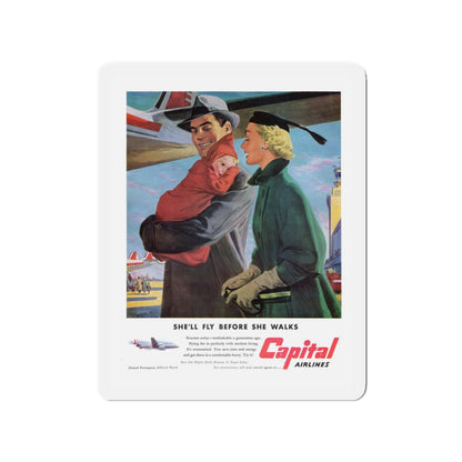 Capital Airlines - She'll Fly Before She Walks (Magazine Illustration) Refrigerator Magnet-3" x 3"-The Sticker Space