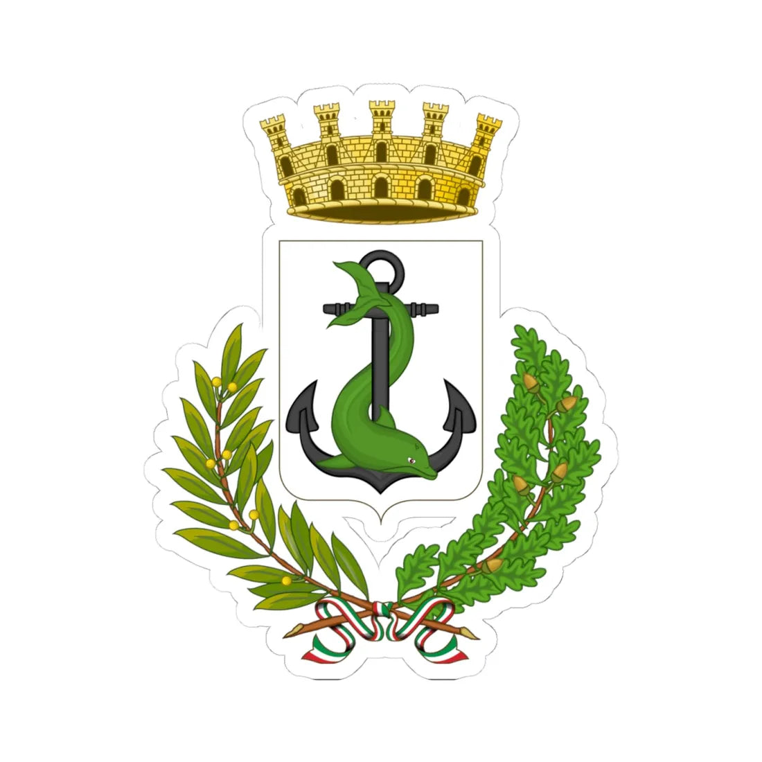 Capoliveri-Stemma (Italy) (Coat of Arms) STICKER Vinyl Kiss-Cut Decal 4 Inch White - The Sticker Space