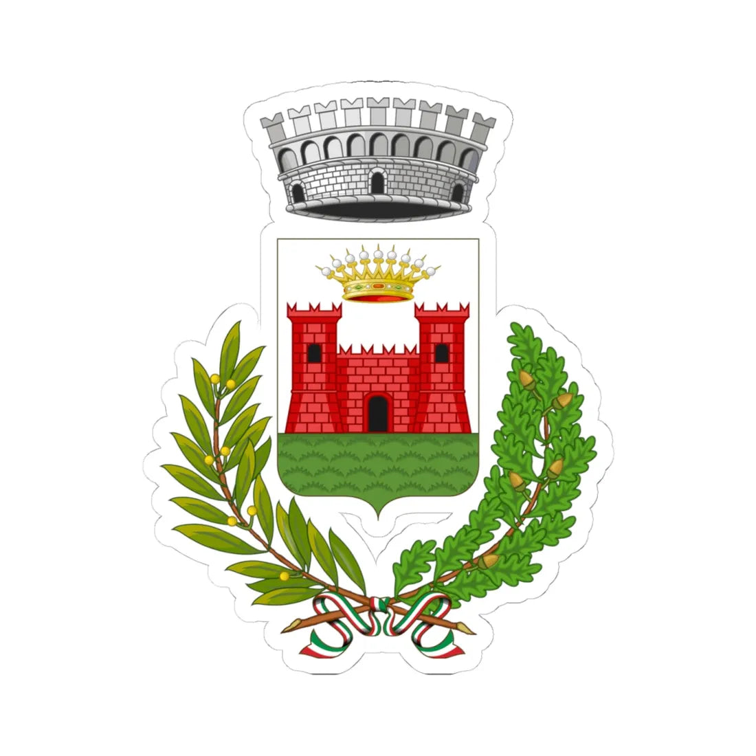 Capoterra-Stemma (Italy) (Coat of Arms) STICKER Vinyl Kiss-Cut Decal 4 Inch White - The Sticker Space