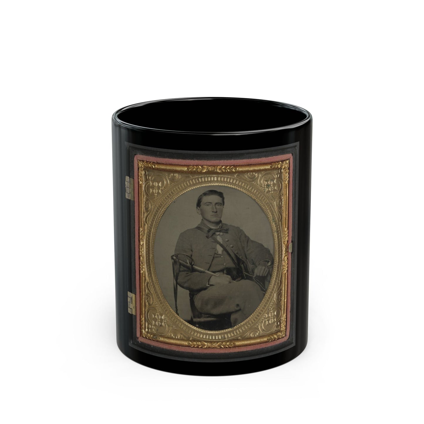 Captain Alexander Dixon Payne Of Co. H, 4th Virginia Cavalry Regiment, With Sword (U.S. Civil War) Black Coffee Mug