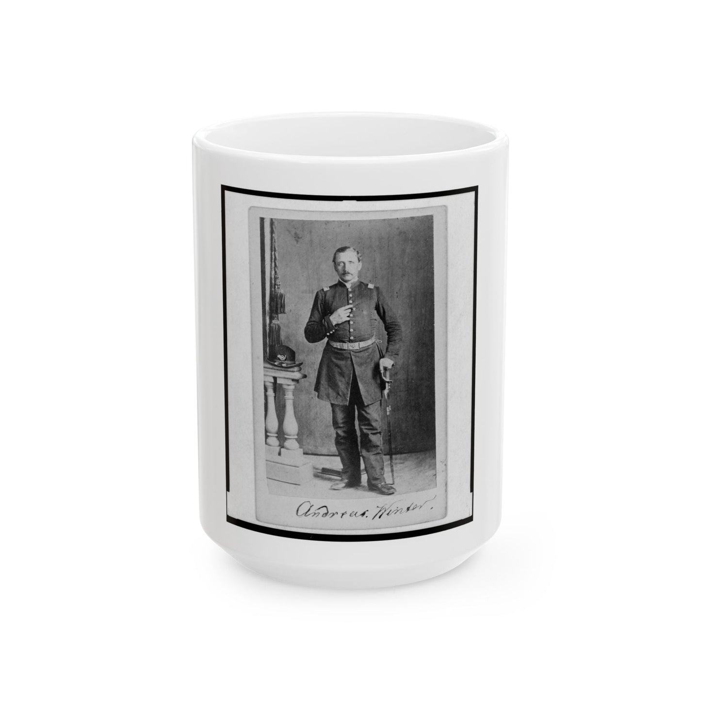 Captain Andreas Winter, Union Officer In The 32nd Indiana Regiment, Full-Length Portrait, Standing, Facing Front (U.S. Civil War) White Coffee Mug