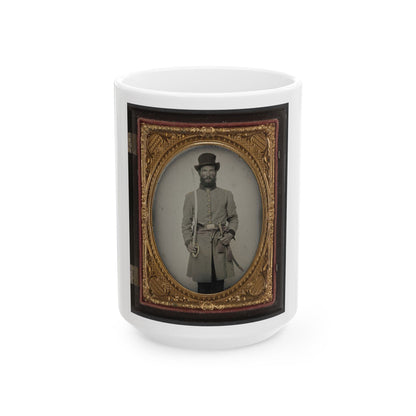 Captain Augustus C. Thompson Of Co. G, 16th Georgia Infantry Regiment With Sword (U.S. Civil War) White Coffee Mug