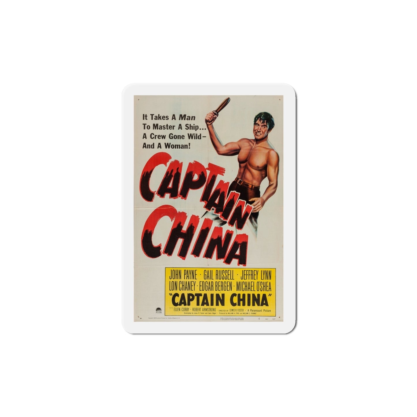 Captain China 1950 Movie Poster Die-Cut Magnet-6 Inch-The Sticker Space