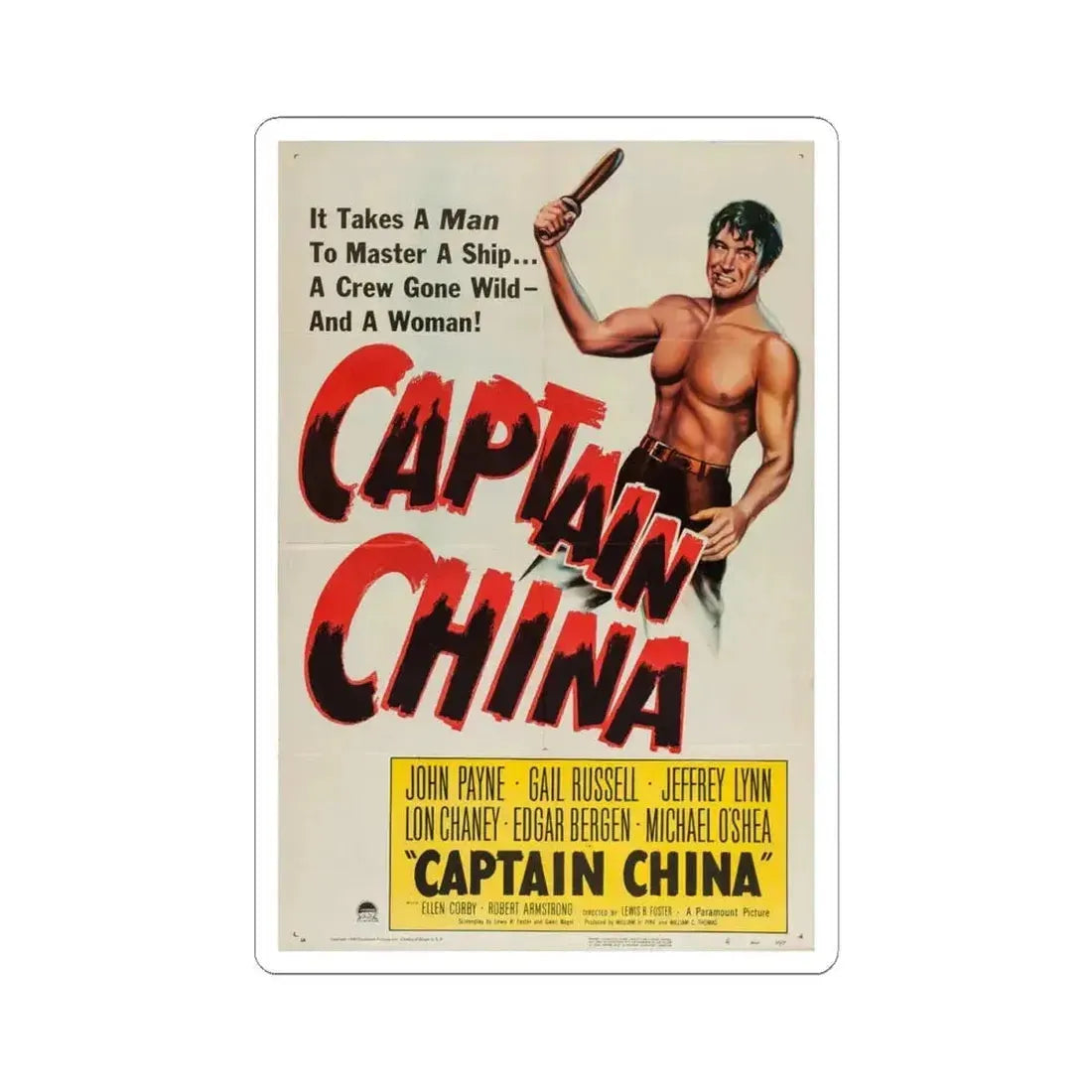 Captain China 1950 Movie Poster - STICKER Vinyl Kiss-Cut Decal 4 Inch White - The Sticker Space