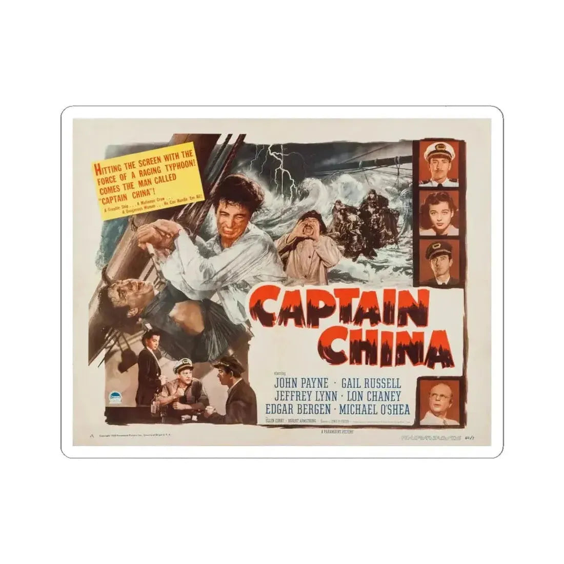 Captain China 1950 v2 Movie Poster - STICKER Vinyl Kiss-Cut Decal 6 Inch White - The Sticker Space