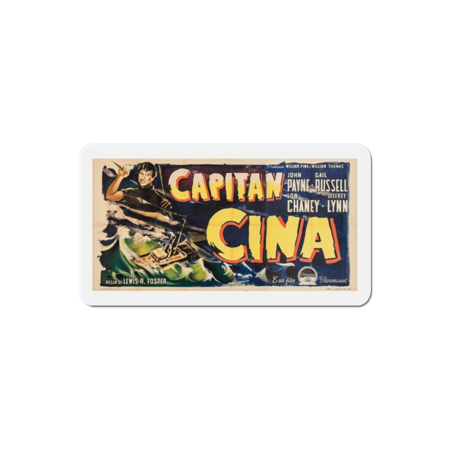 Captain China 1950 v3 Movie Poster Die-Cut Magnet-2 Inch-The Sticker Space