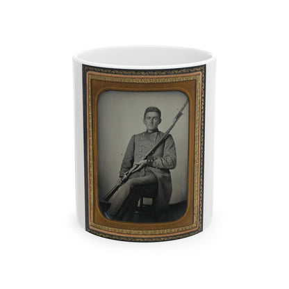 Captain Daniel Turrentine Of Company G, 12th Arkansas Infantry Regiment, In Full Officers' Uniform With Musket (U.S. Civil War) White Coffee Mug