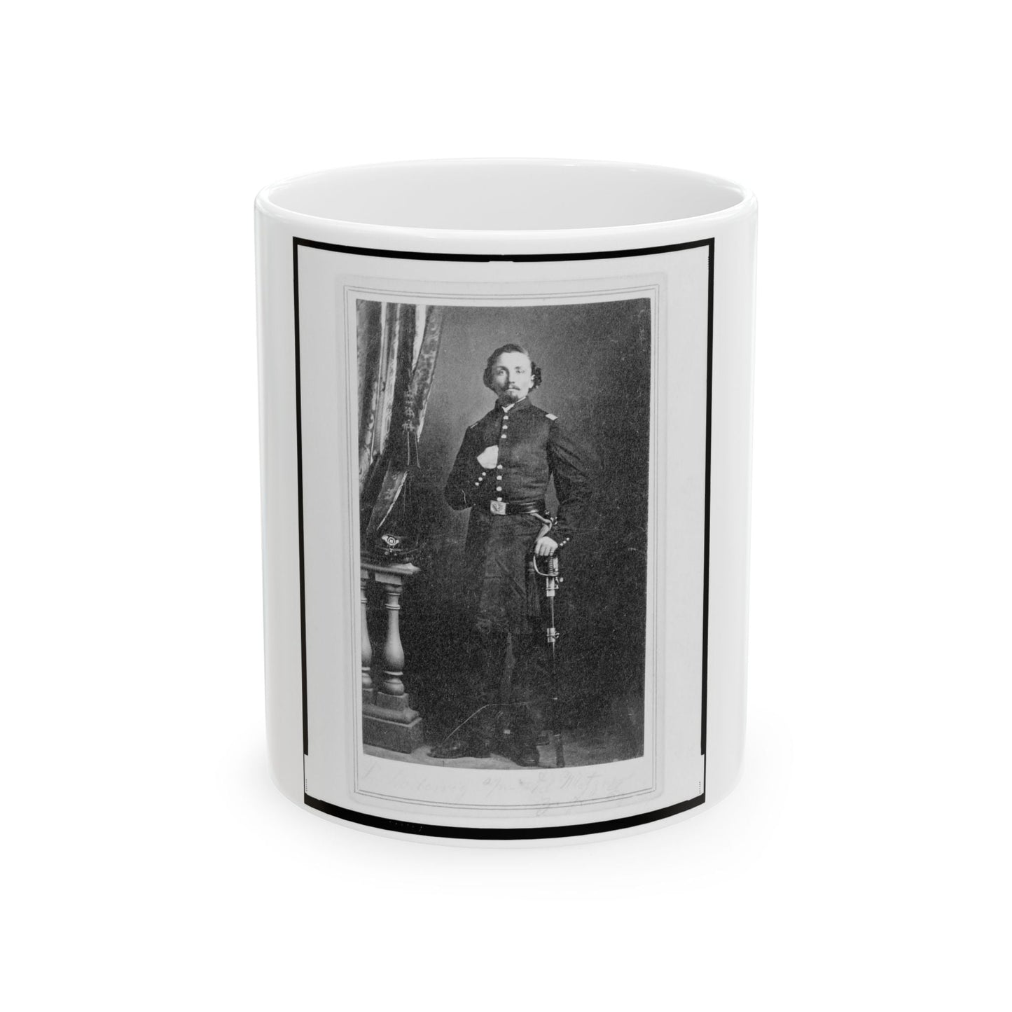 Captain Frederick Ludwig (Lodewig), Union Officer In The 32nd Indiana Regiment, Full-Length Portrait, Facing Front (U.S. Civil War) White Coffee Mug