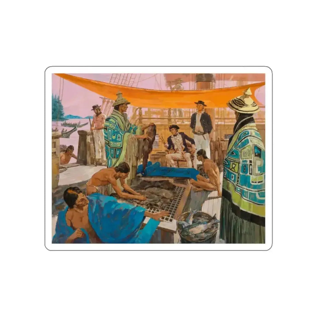 Captain Gray Anchors in the Colombia, Great Moments in American History illustration, 1966 (Magazine Illustration) STICKER Vinyl Die-Cut Decal - The Sticker Space