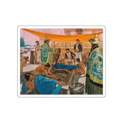 Captain Gray Anchors in the Colombia, Great Moments in American History illustration, 1966 (Magazine Illustration) STICKER Vinyl Die-Cut Decal - The Sticker Space