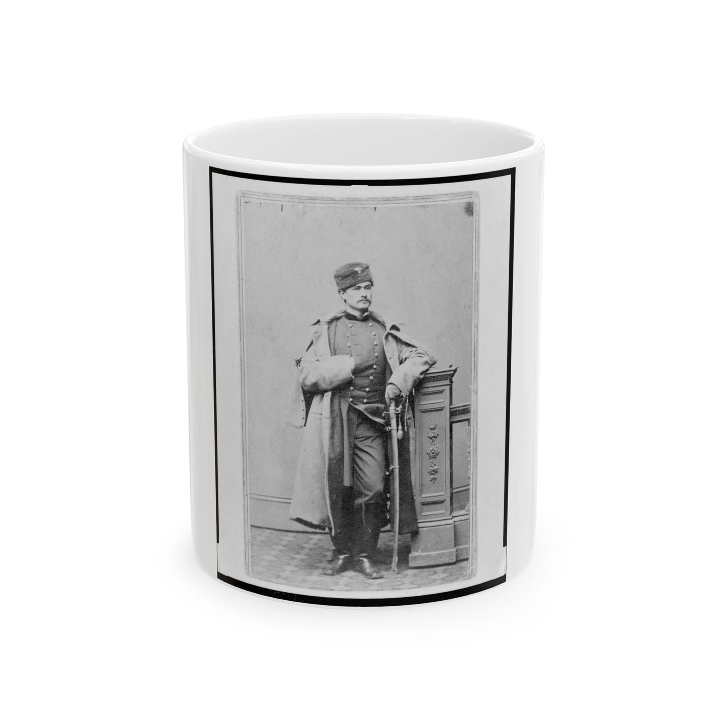 Captain Hubert Anton Casimir Dilger, Union Officer, Full-Length Portrait, Standing, Facing Front (U.S. Civil War) White Coffee Mug