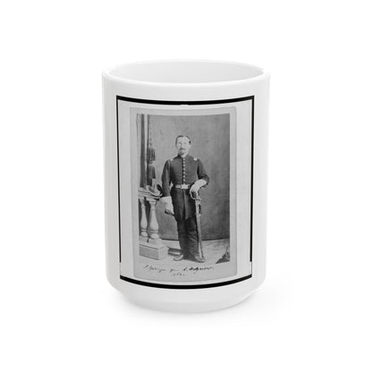 Captain Isidore Esslinger, Union Officer In The 32nd Indiana  Regiment, Full-Length Portrait, Standing, Facing Front (U.S. Civil War) White Coffee Mug