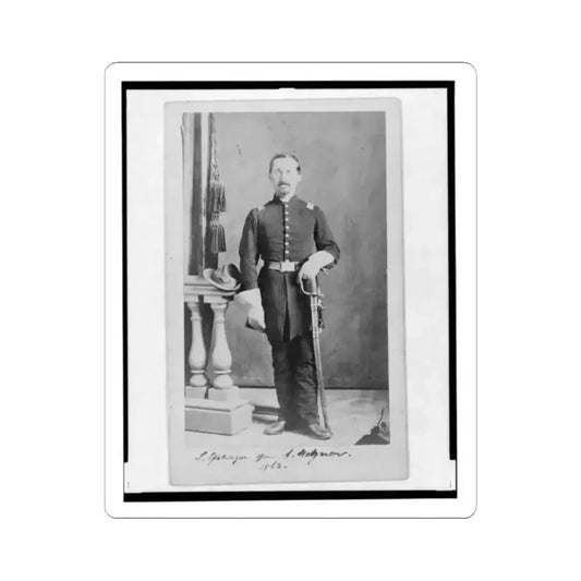 Captain Isidore Esslinger, Union Officer in the 32Nd Indiana  Regiment, Full-Length Portrait, Standing, Facing Front (U.S. Civil War) STICKER Vinyl Kiss-Cut Decal 2 Inch White - The Sticker Space
