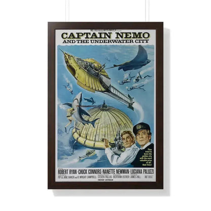 CAPTAIN NEMO AND THE UNDERWATER CITY 1969 - Framed Movie Poster 20" x 30" Walnut - The Sticker Space